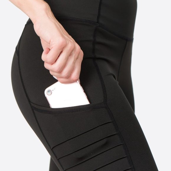 Women's Active Workout Leggings Mesh Moto - Black - Picture 3 of 5